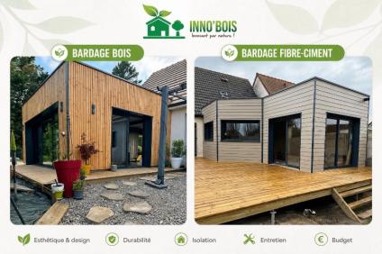 { BARDAGE BOIS ou BARDAGE FIBRE-CIMENT : lequel choisir ? }  --> Nos conseils