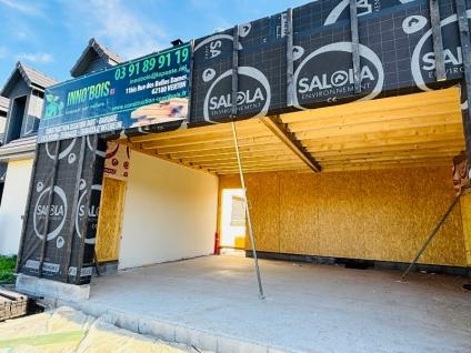 CHANTIER EN COURS A  L'ENTREE DE GROFFLIERS - EXTENSION EN OSSATURE BOIS