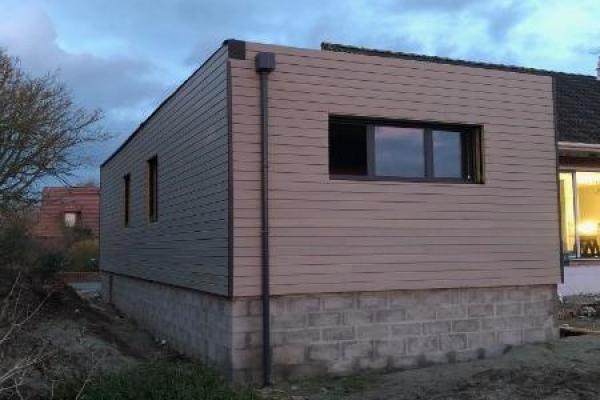 EXTENSION D'UNE MAISON EN OSSATURE BOIS DE 60 M² A RANG-DU-FLIERS (62180)